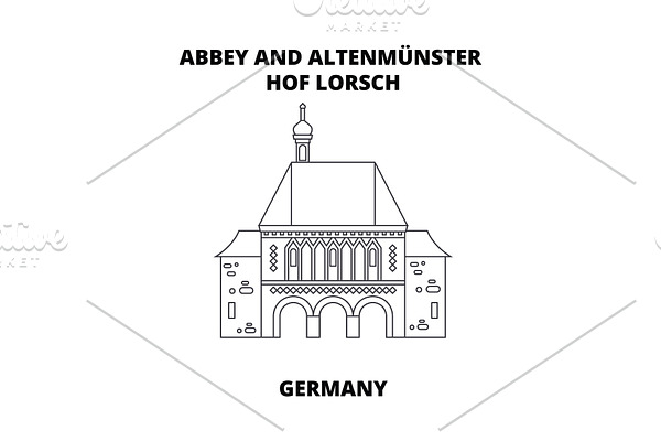Abbey, Lorsch, Germany line icon concept. Abbey, Lorsch, Germany linear vector sign, symbol, illustration.