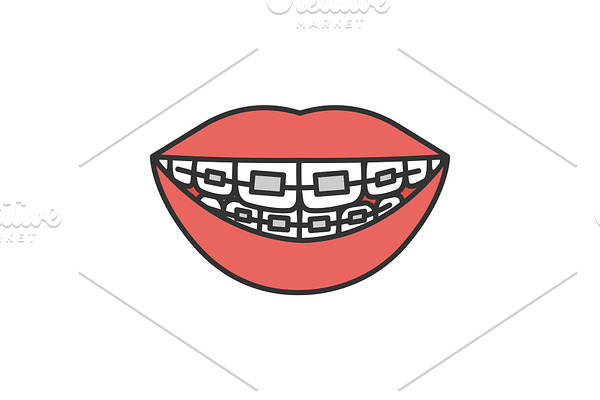 Dental braces color icon