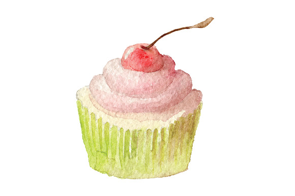Watercolor cupcakes set in Illustrations - product preview 3