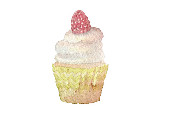 Watercolor cupcakes set in Illustrations - product preview 4