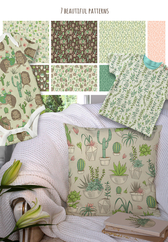 Succulents & Hedgehogs Graphics in Illustrations - product preview 4