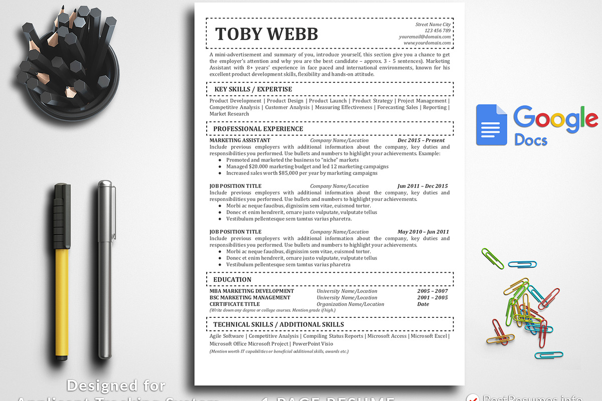 Simple Resume Template Google Docs in Resume Templates - product preview 8