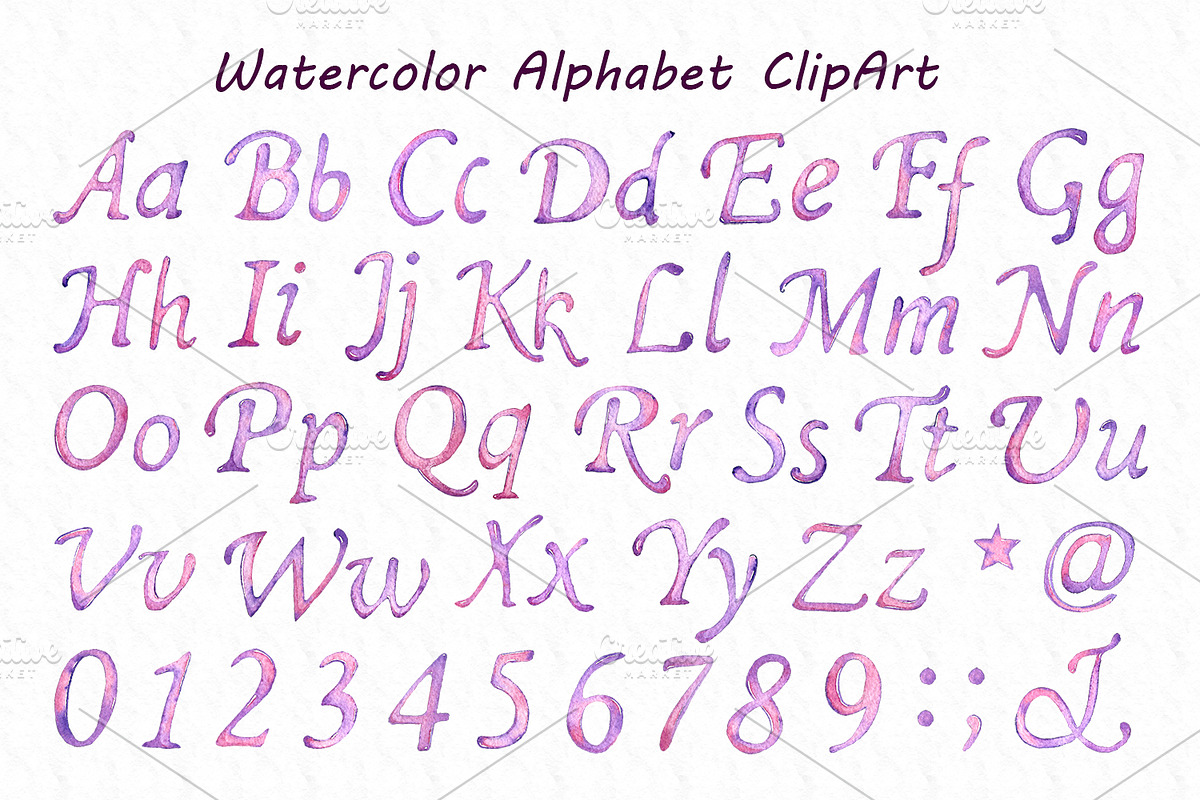 Watercolor Alphabet ClipArt in Illustrations - product preview 8