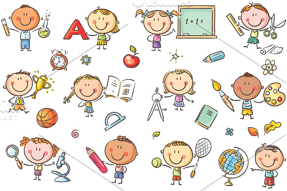 Kids with School Things in Illustrations - product preview 1