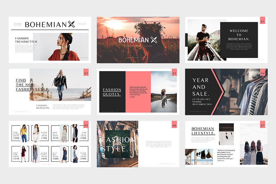 Bohemian Fashion Powerpoint Template in PowerPoint Templates - product preview 8