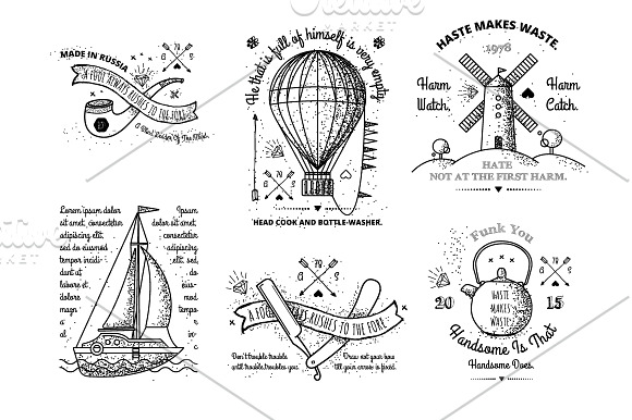 Trendy Retro Vintage Insignias in Illustrations - product preview 1