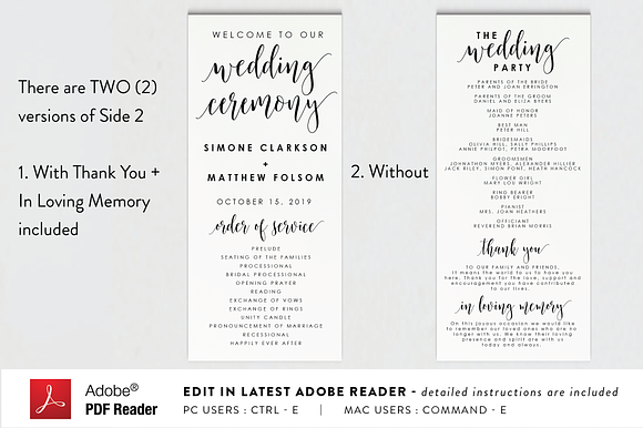 Editable PDF - Wedding Program in Stationery Templates - product preview 1