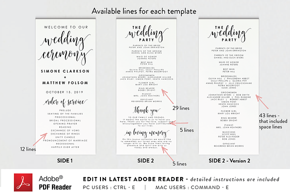 Editable PDF - Wedding Program in Stationery Templates - product preview 3