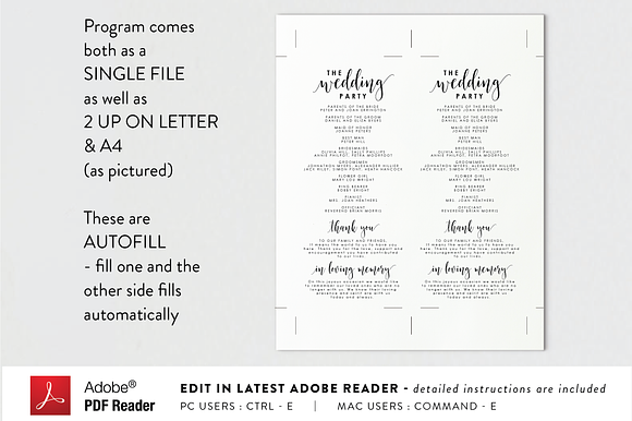 Editable PDF - Wedding Program in Stationery Templates - product preview 4