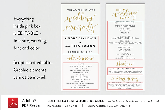 Wedding Program - Editable PDF in Stationery Templates - product preview 1