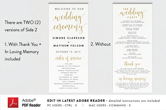 Wedding Program - Editable PDF in Stationery Templates - product preview 2