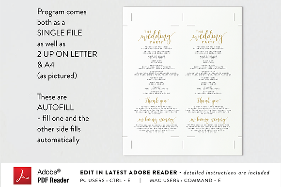Wedding Program - Editable PDF in Stationery Templates - product preview 3