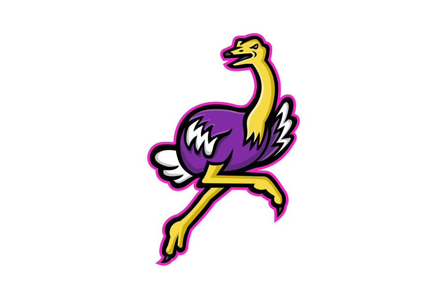 Ostrich Running Mascot