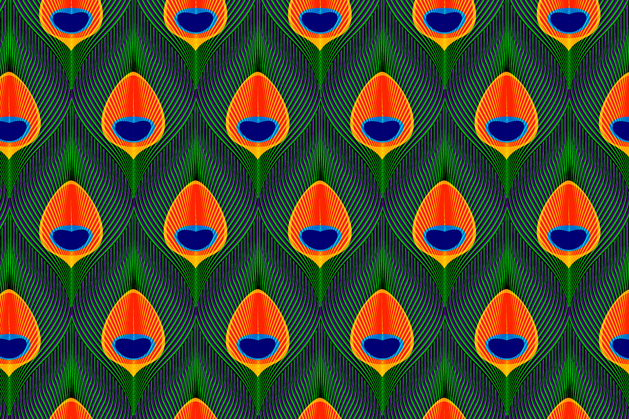 Peacock feathers seamless pattern in Patterns - product preview 8