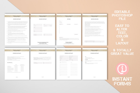 Hair Stylist and Makeup Artist Forms in Stationery Templates - product preview 2