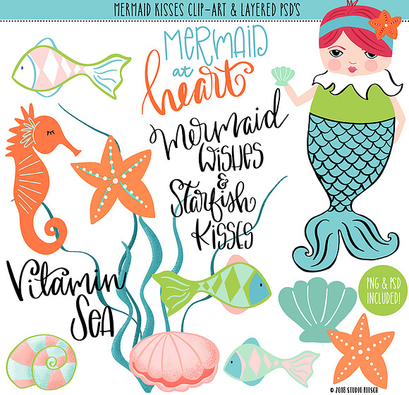 Mermaid Kisses Graphics & Lettering in Illustrations - product preview 4