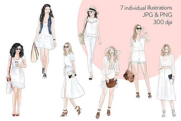 Girls in Summer White - Light Skin in Illustrations - product preview 1