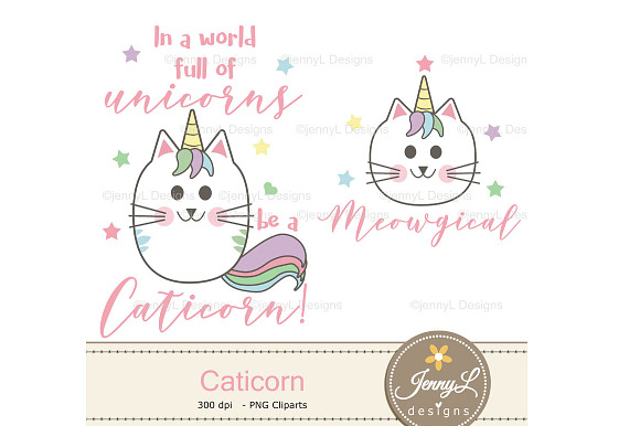 Caticorn Cat Digital Paper & Clipart in Patterns - product preview 3