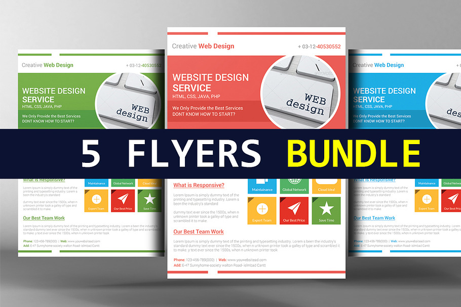 5 Website Design Agency Flyer Bundle