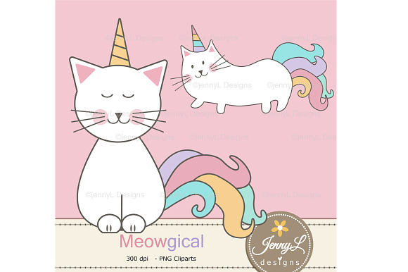 Caticorn Cat Digital Paper & Clipart in Patterns - product preview 2
