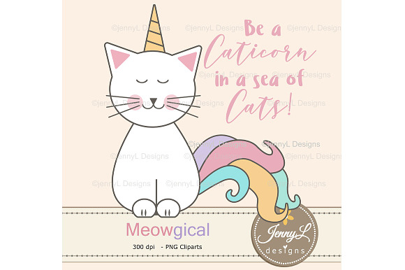 Caticorn Cat Digital Paper & Clipart in Patterns - product preview 3