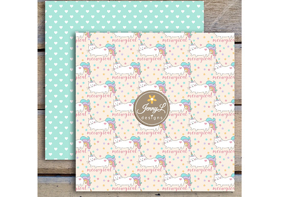 Caticorn Cat Digital Paper & Clipart in Patterns - product preview 5