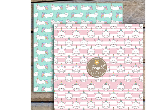 Caticorn Cat Digital Paper & Clipart in Patterns - product preview 6