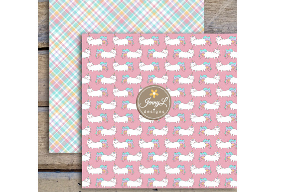 Caticorn Cat Digital Paper & Clipart in Patterns - product preview 7