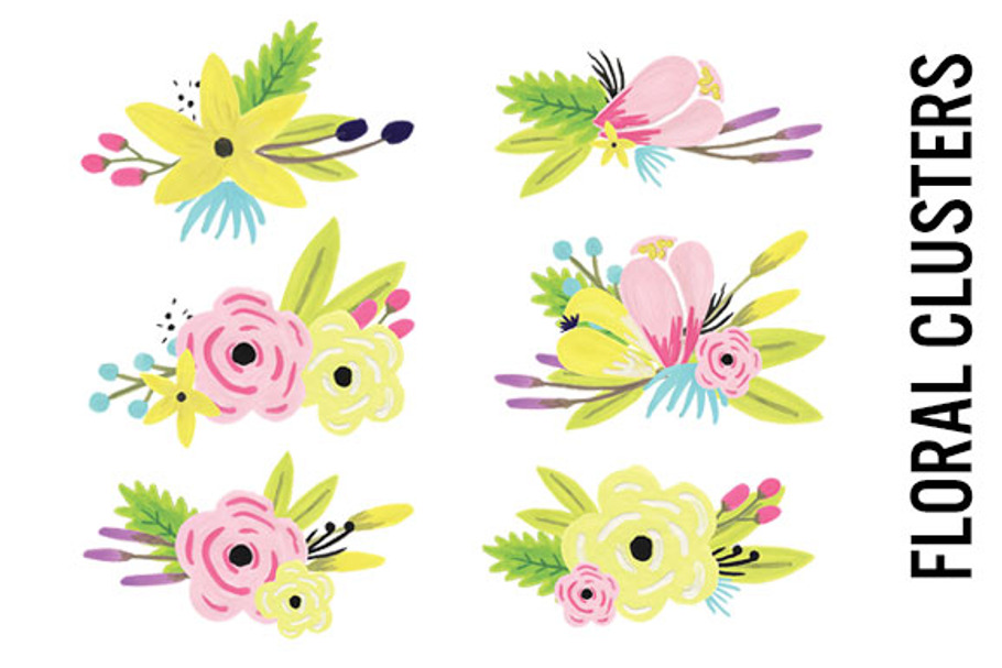 Pastel Watercolor Flower Bunches in Illustrations - product preview 8