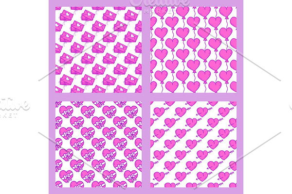 Simple red heart sharp vector seamless pattern background pink color card beautiful celebrate bright emoticon symbol holiday abstract art decoration.