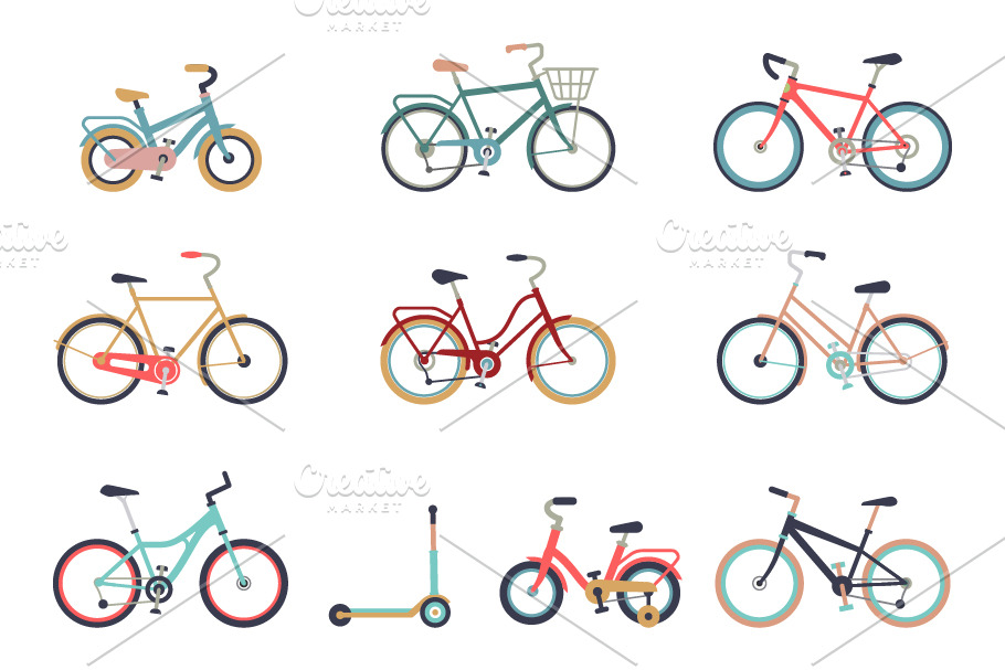 Hipster Bicycle set. Bike icons.