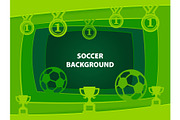 Soccer Abstract background with paper cut shapes