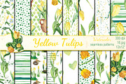 Watercolor Yellow tulips patterns