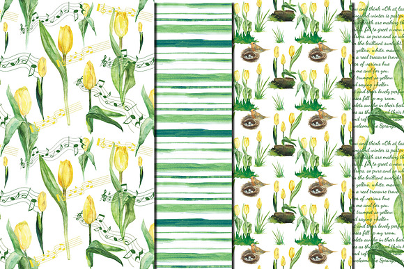 Watercolor Yellow tulips patterns in Patterns - product preview 4