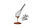 Wire whisk and chocolate for bakery 