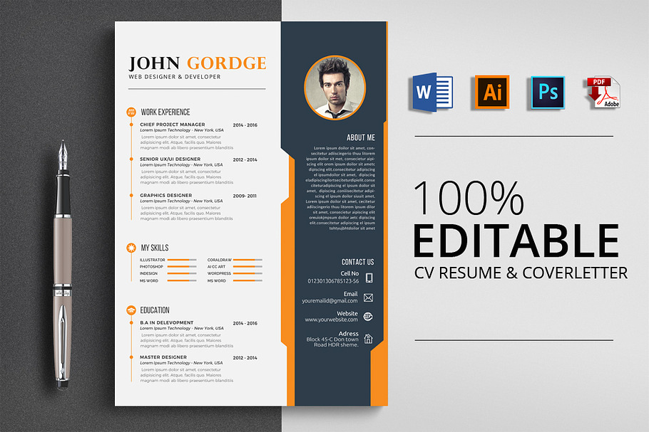Creative CV Resume Template Word in Resume Templates - product preview 8