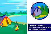 Camping vector landscape + logo
