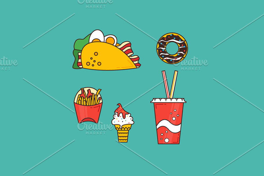 Fast food set in Illustrations - product preview 8