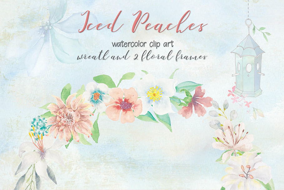 "Iced Peaches": wreath and frames in Illustrations - product preview 8
