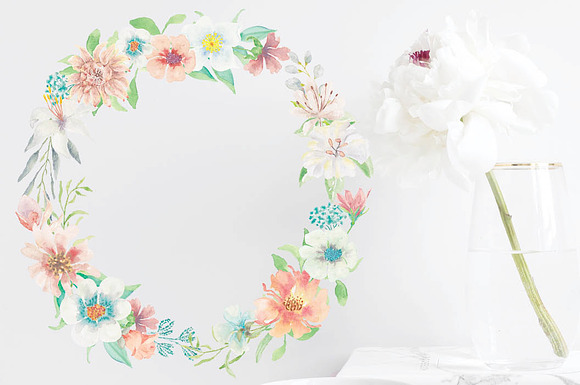 "Iced Peaches": wreath and frames in Illustrations - product preview 1