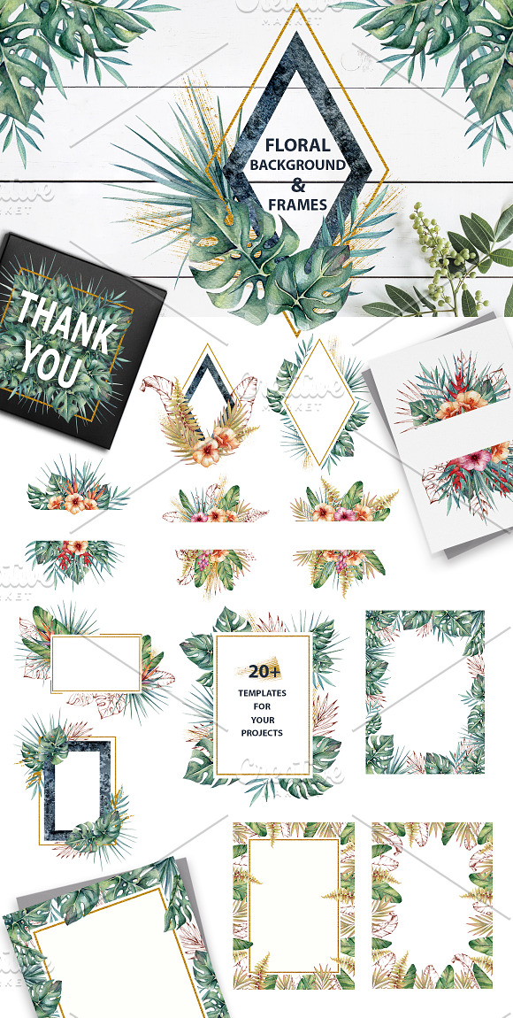 Tropical vibes- watercolor set in Illustrations - product preview 1