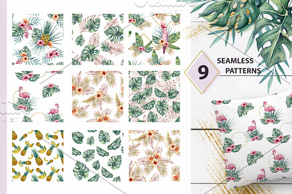 Tropical vibes- watercolor set in Illustrations - product preview 8