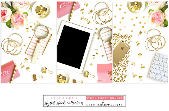 Styled Stock Bundle Pink & Gold in Mobile & Web Mockups - product preview 1