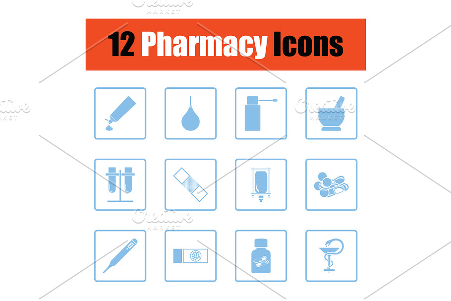 Set of twelve pharmacy icons