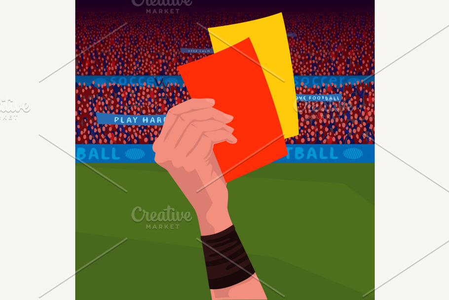 Referee holding red and yellow card in Illustrations - product preview 8