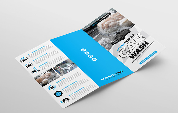 Car Wash Tri-Fold Brochure Template in Brochure Templates - product preview 3