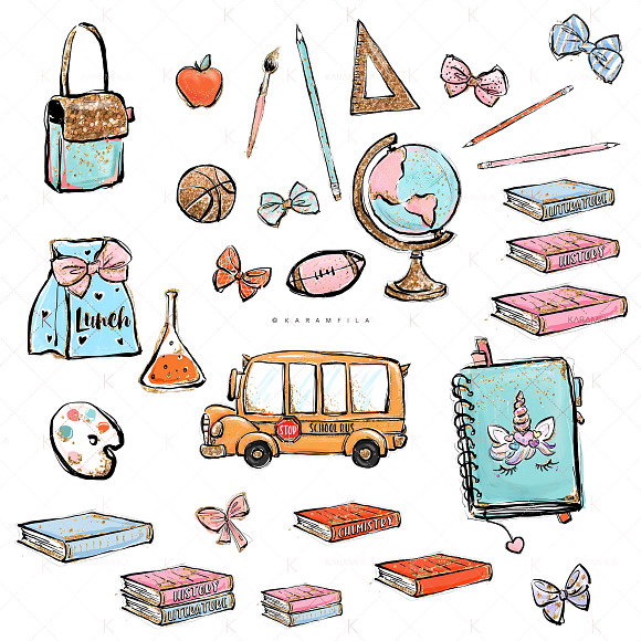 Back to School Clipart in Illustrations - product preview 3