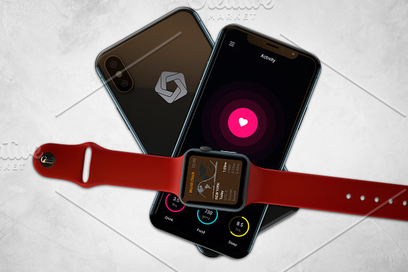 Apple Watch & iPhone X Mockup V.2 in Mobile & Web Mockups - product preview 1