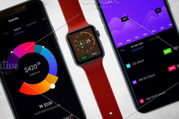 Apple Watch & iPhone X Mockup V.2 in Mobile & Web Mockups - product preview 2