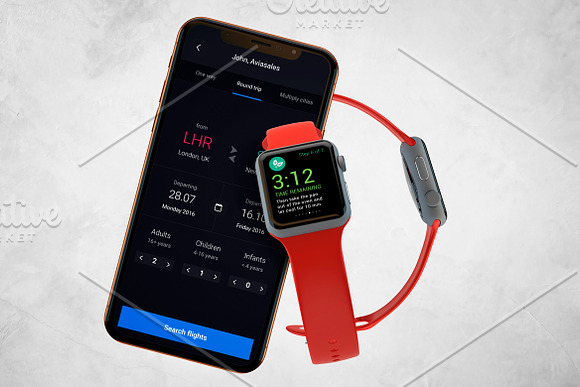 Apple Watch & iPhone X Mockup V.2 in Mobile & Web Mockups - product preview 4